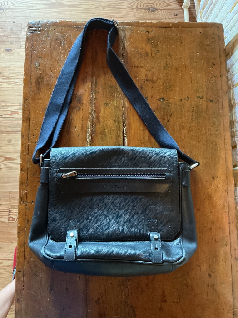 Salvatore Ferragamo Navy Men's Messenger Crossbody Bag